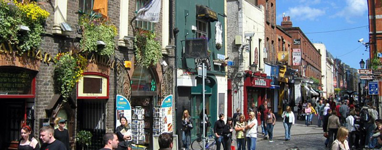 Belebte Straßen gibt es in Temple Bar zuhauf