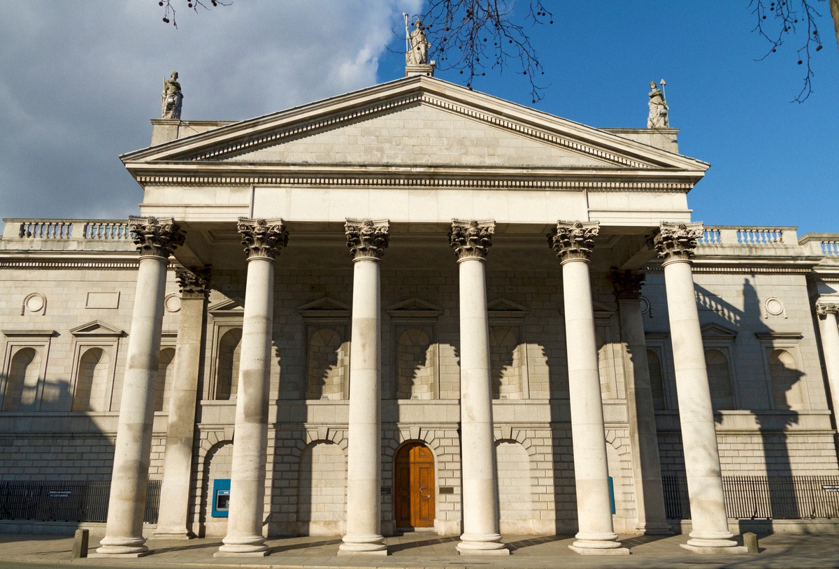 The neoclassical façade of the former Parliament House on College Green